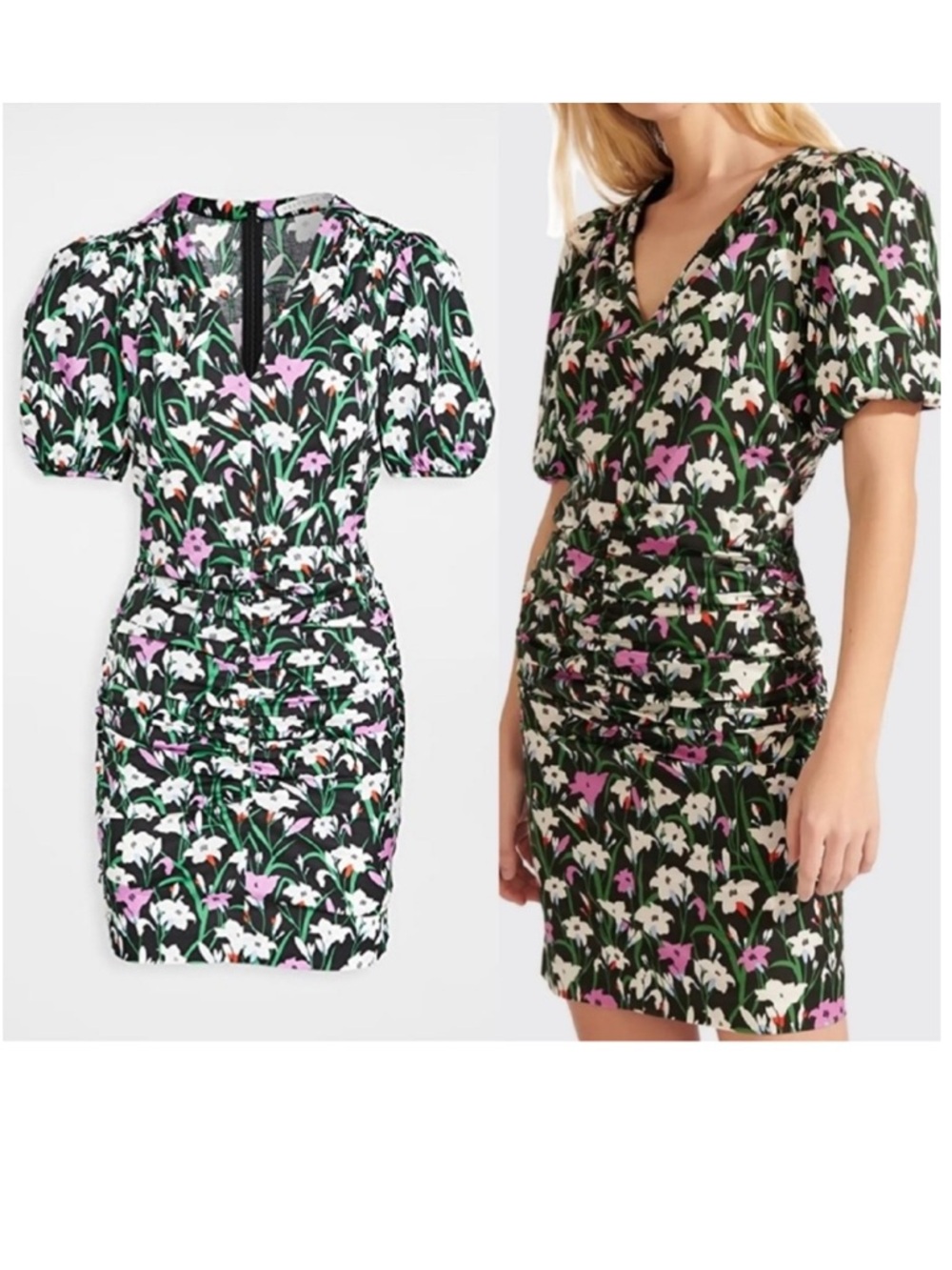 Veronica Beard Janis Floral Ruched Dress Size 4